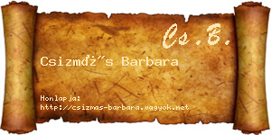 Csizmás Barbara névjegykártya